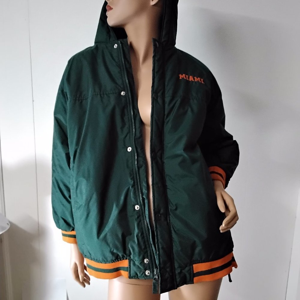 University of Miami Hurricanes Champs Size L Sports Coat Green Puffer UM *004 - Picture 2 of 16